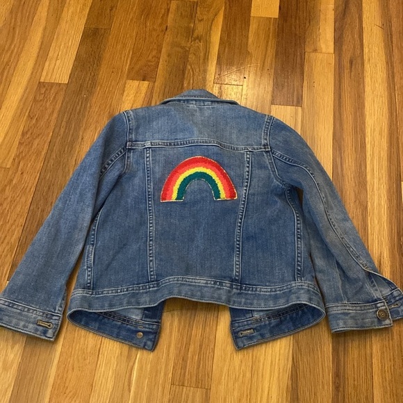 Crewcuts Girls Blue Denim Jacket With Rainbow Size 4-5 - Picture 5 of 6